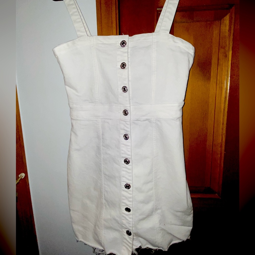 White Denim Button Up Dress